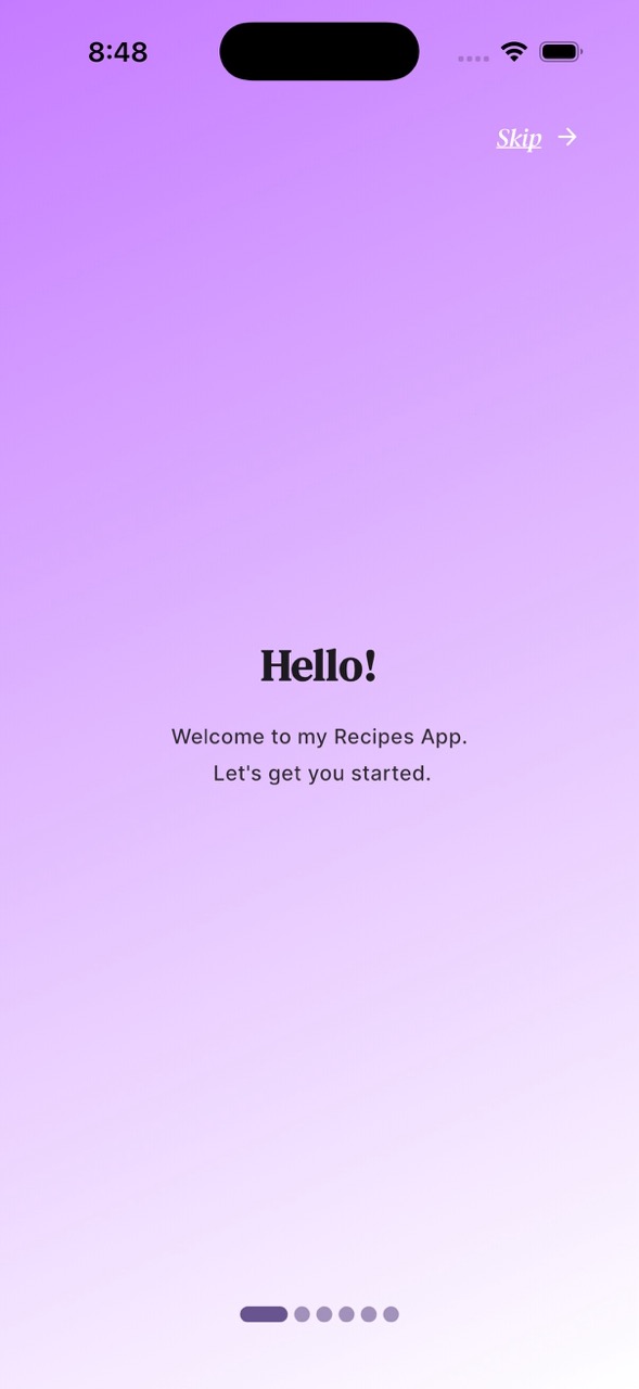 Recipes: Onboard Screenshot