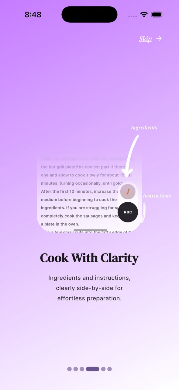 Recipes: Onboard Screenshot
