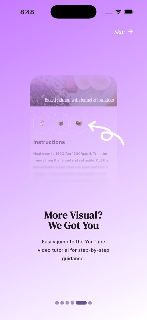 Recipes: Onboard Screenshot