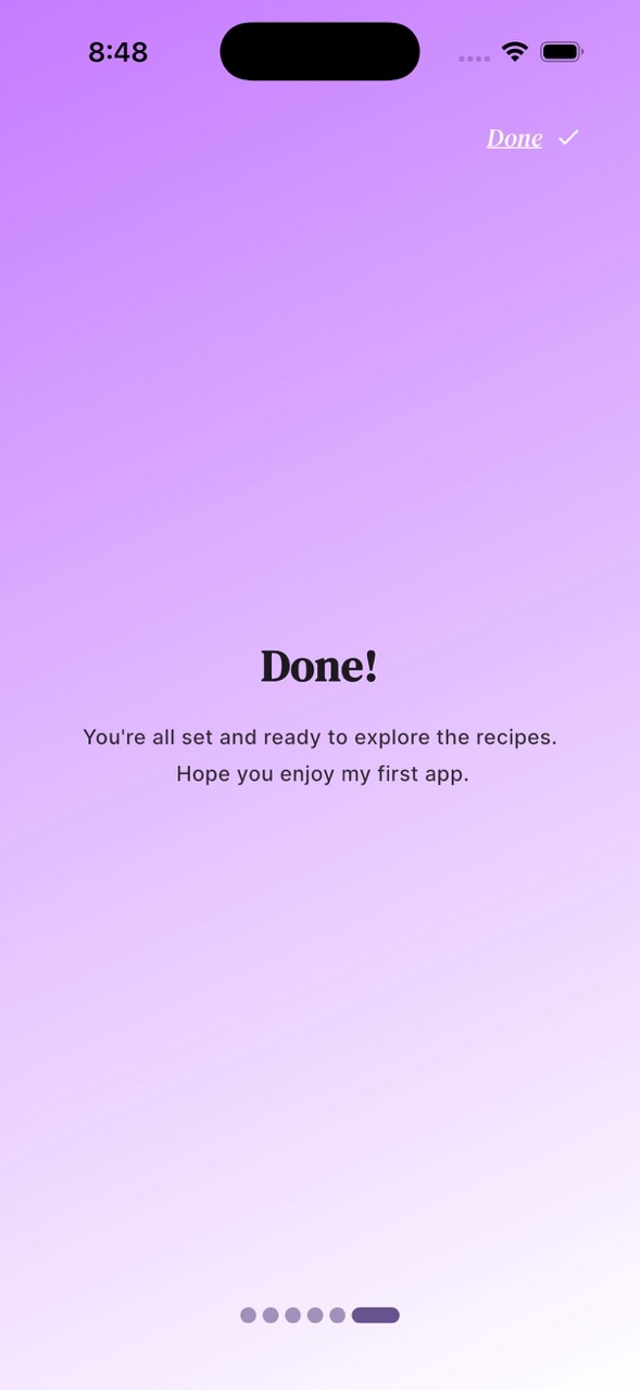 Recipes: Onboard Screenshot