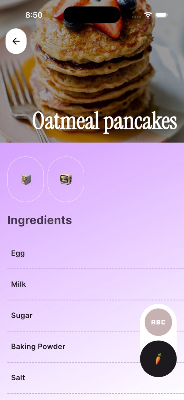 Recipes: Ingredients Page
