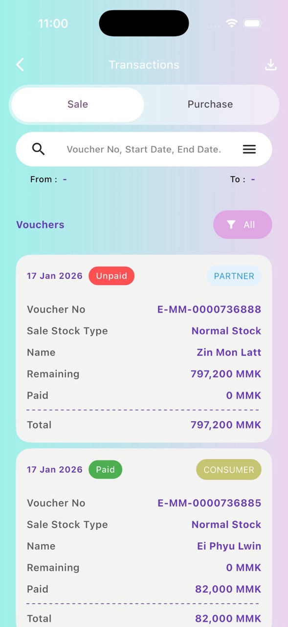 Focus Beauty: Transaction History